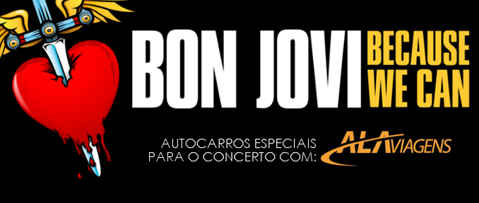 ALA VIAGENS CRIA AUTOCARRO ESPECIAL DO NORTE E CENTRO PARA CONCERTO DE BON JOVI